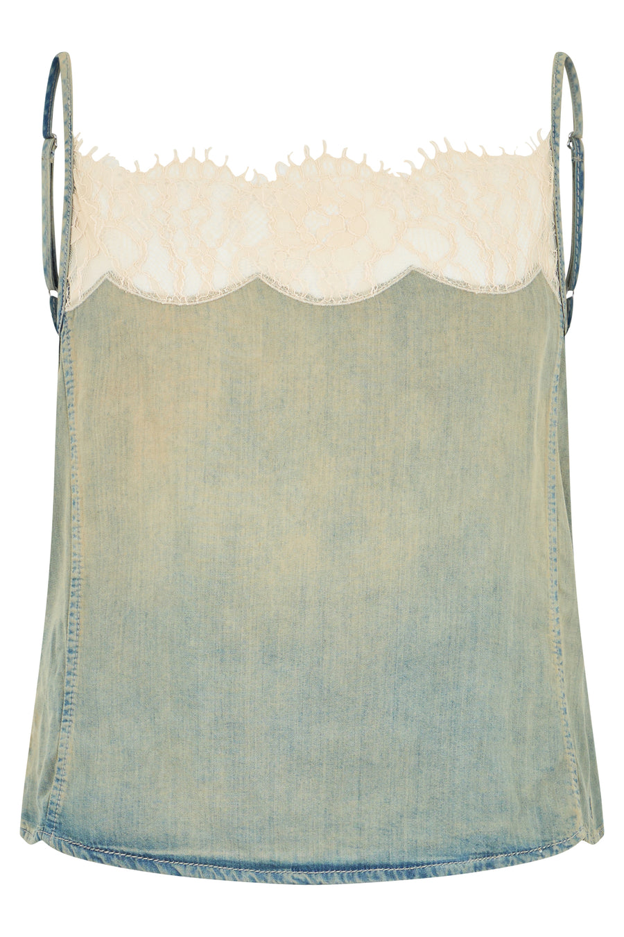 Sleeveless Denim Top Light Blue Cotton Vests & Tank Tops