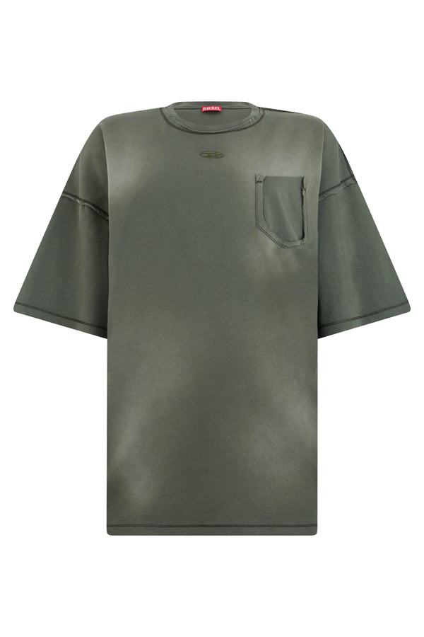 T-Shirt With Pocket Green Cotton T-shirts