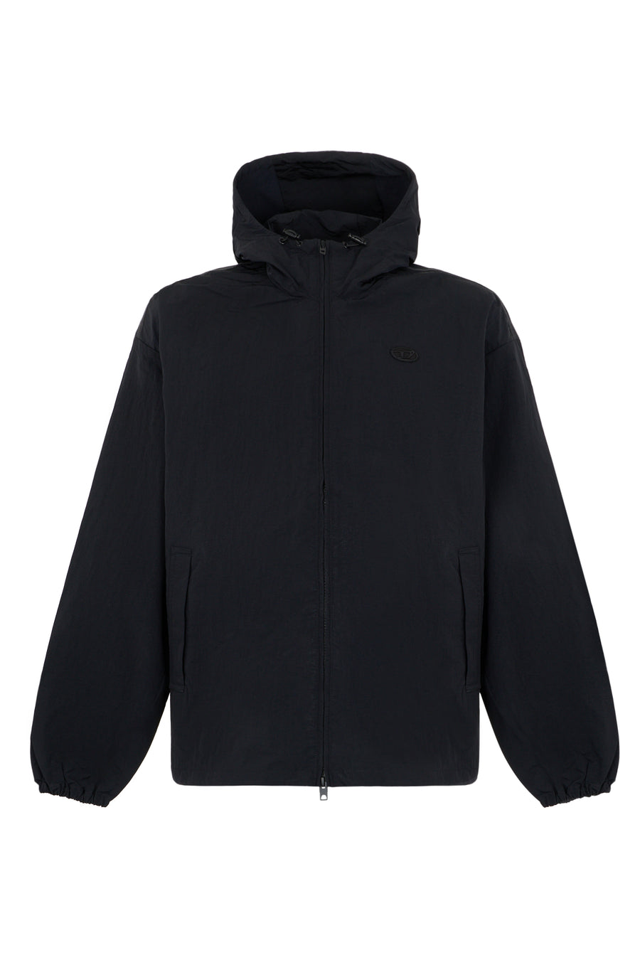 Windbreaker With Hood Black Polyamide Raincoats