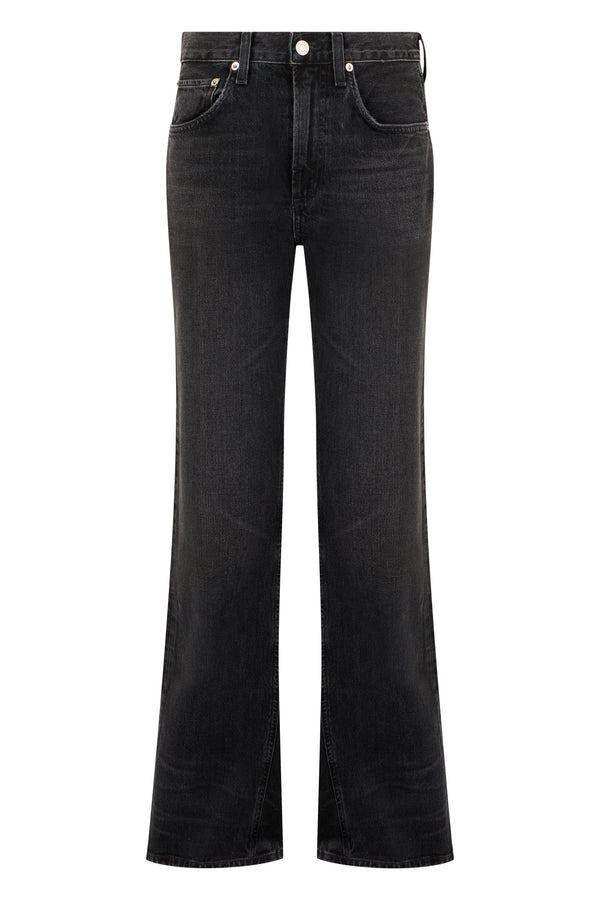 Flared Denim Pants Black Cotton Jeans