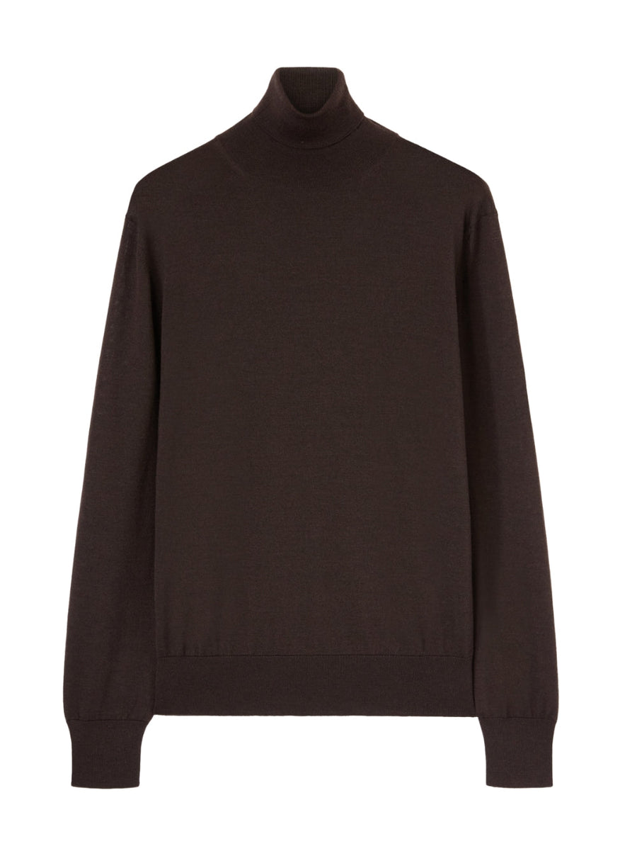Turtleneck Sweater Dark Brown Wool