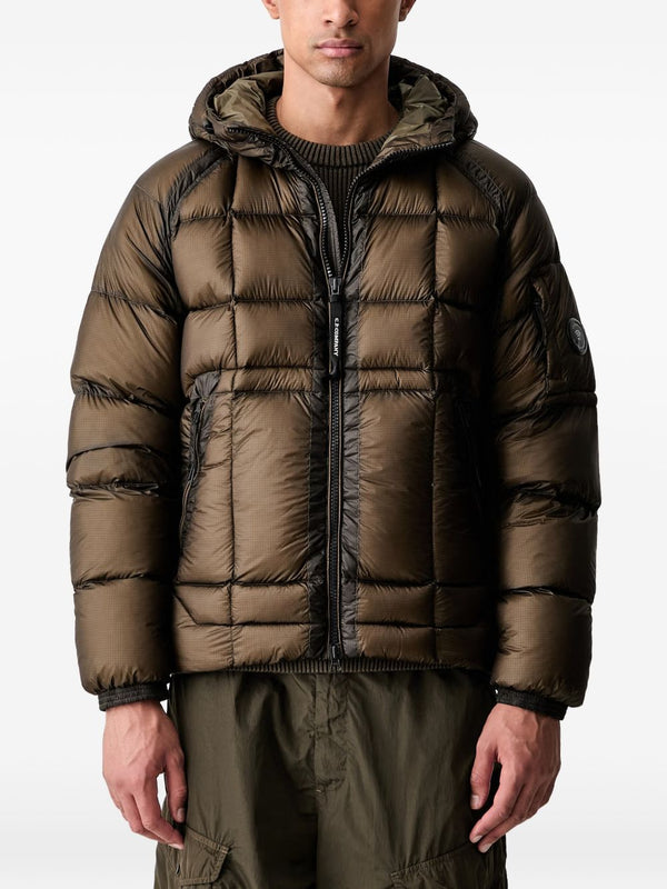 Hooded Down Jacket Green Polyamide Padded &
