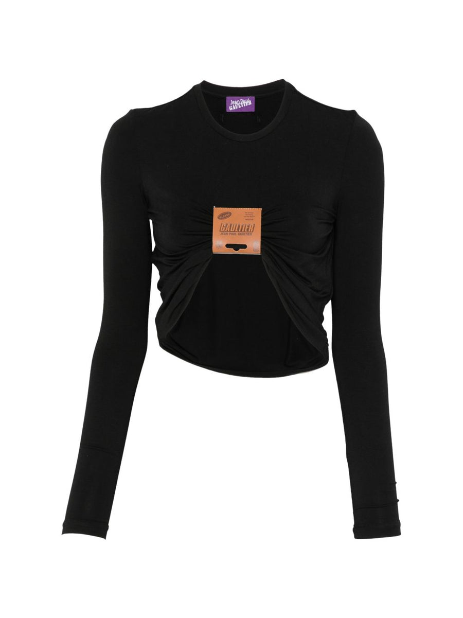 Cropped Top The Label Black Viscose Tops