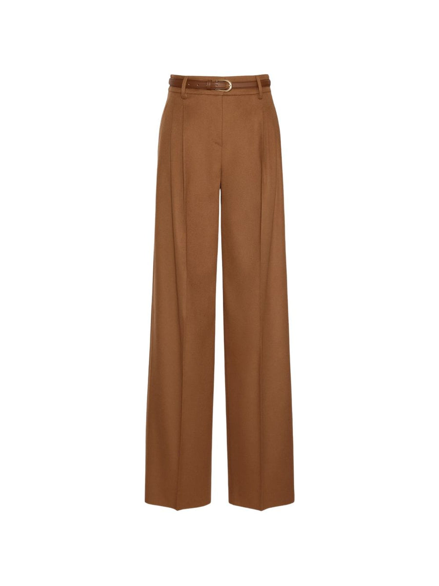 Wide-Leg Trousers Mstcocco Wool Brown Virgin