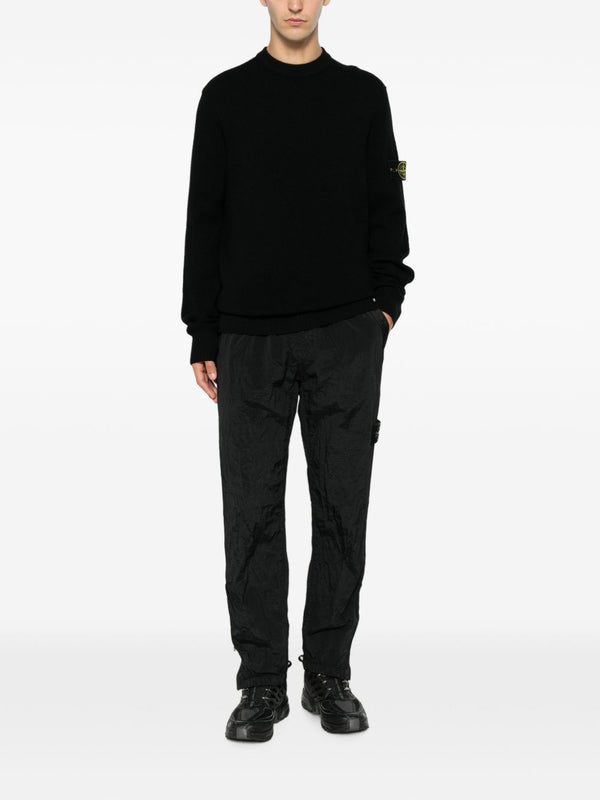 Ribbed Crewneck Sweater Black Virgin Wool