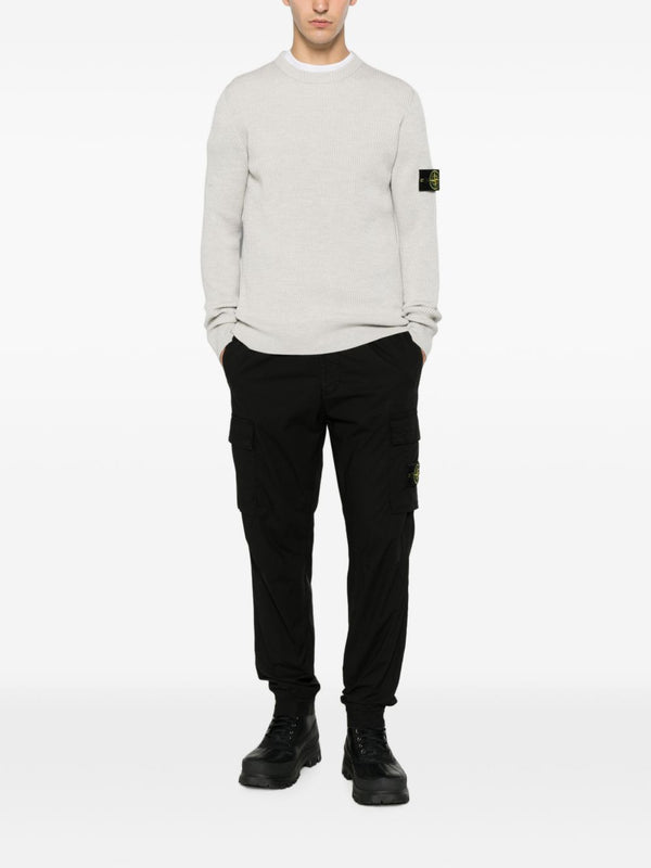 Ribbed Crewneck Sweater Beige Virgin Wool