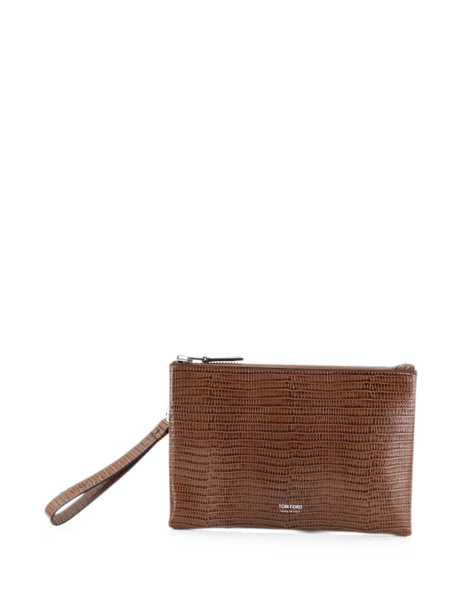 Clutch Minimal Calfskin Beige Leather Bags