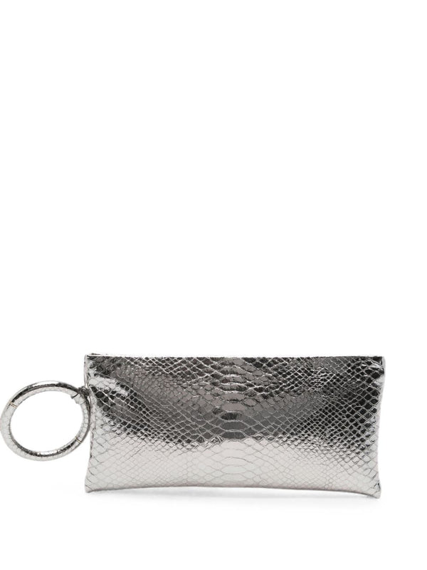 Clutch Aura Silver Calfskin Leather Bags