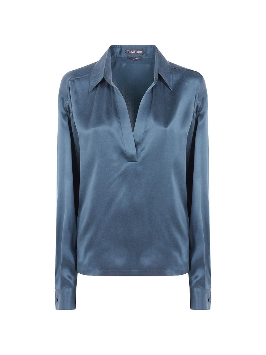 Blouse Powder Blue Silk Light Blouses