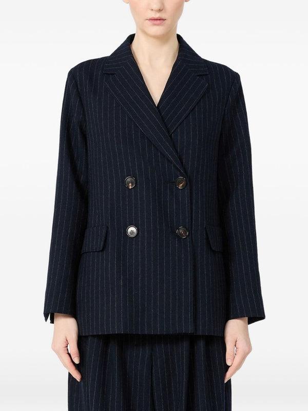 Blazer Zolfo Double-Breasted Pinstripe Wool Blue Virgin Jacket
