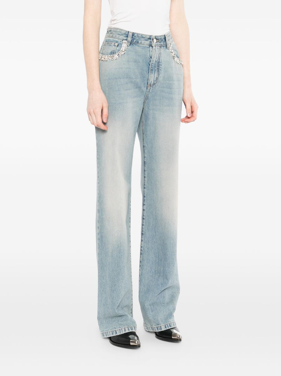 Jeans Straight-Leg Light Blue Cotton