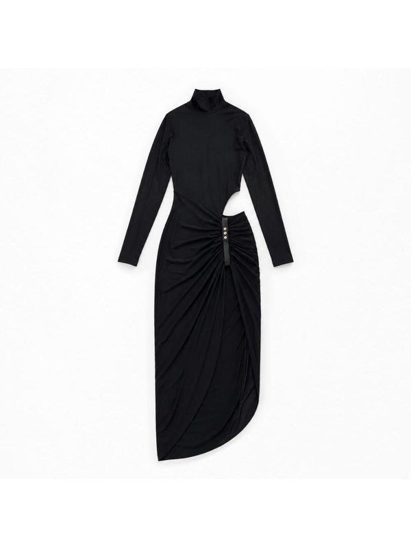 Draped Cut-Out Maxi Dress Black Polyamide