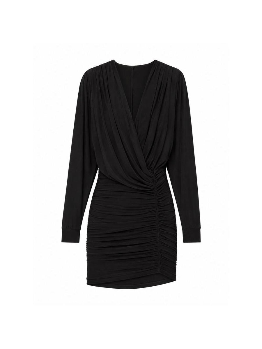 Draped Mini Dress Black Polyamide
