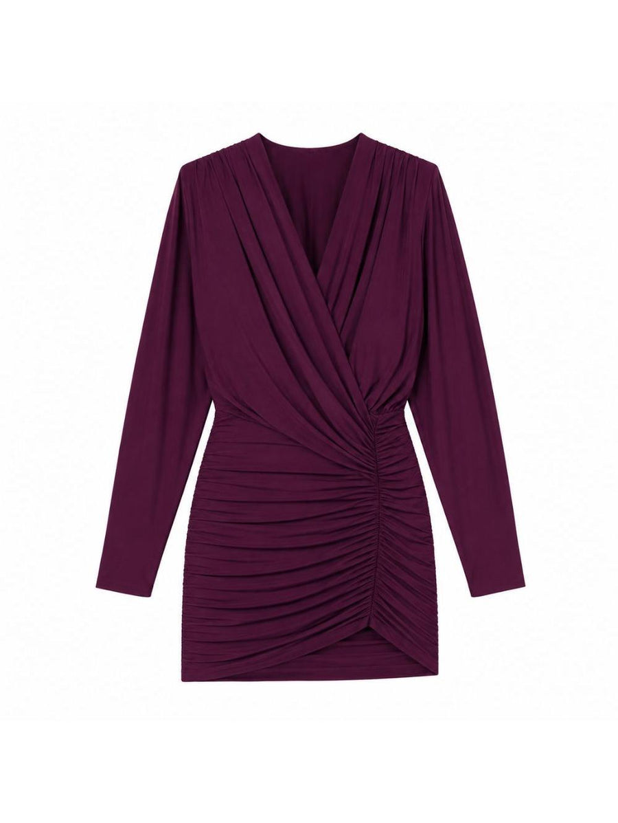 Mini Dress With Draped Detailing Purple Polyamide