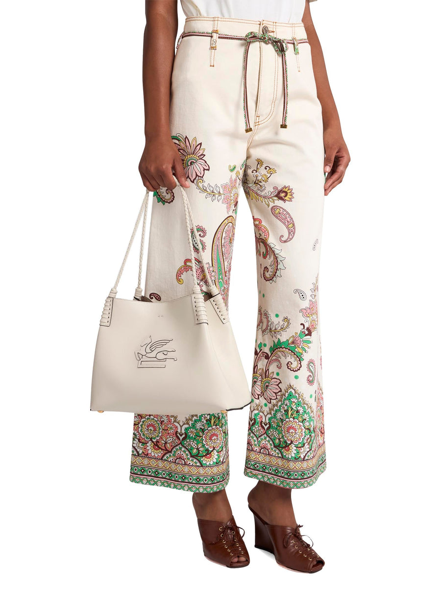 Tote Libra White Calf Leather Milk Shoulder Bags