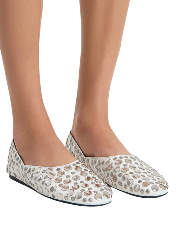 Ballet Flats Jane White Calf Leather Ballerina Shoes
