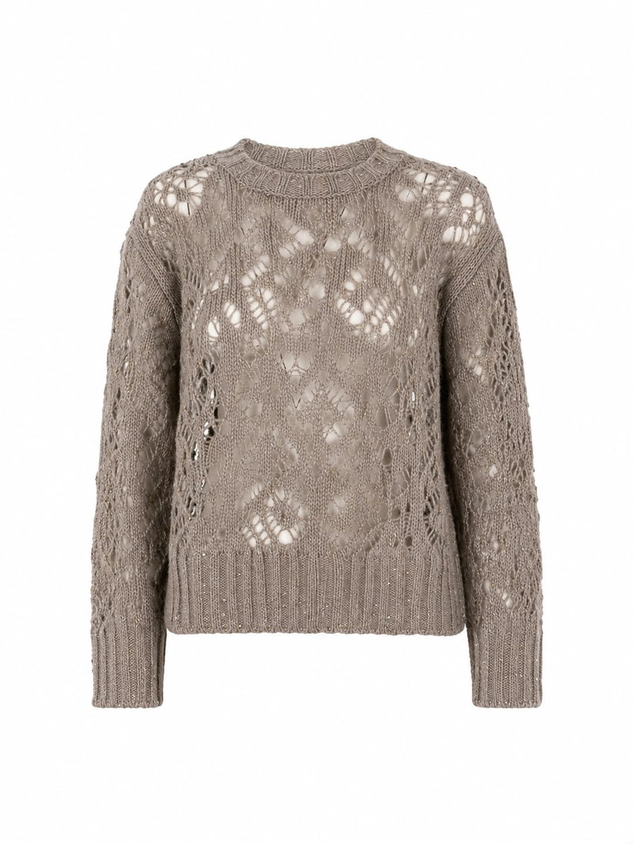 Cotton Knit Sweater With Sequins Grey