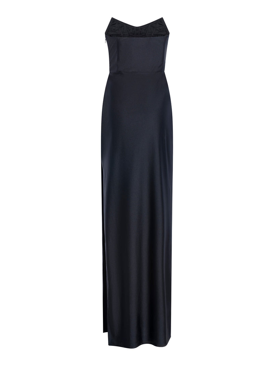Long Strapless Dress Black Polyamide