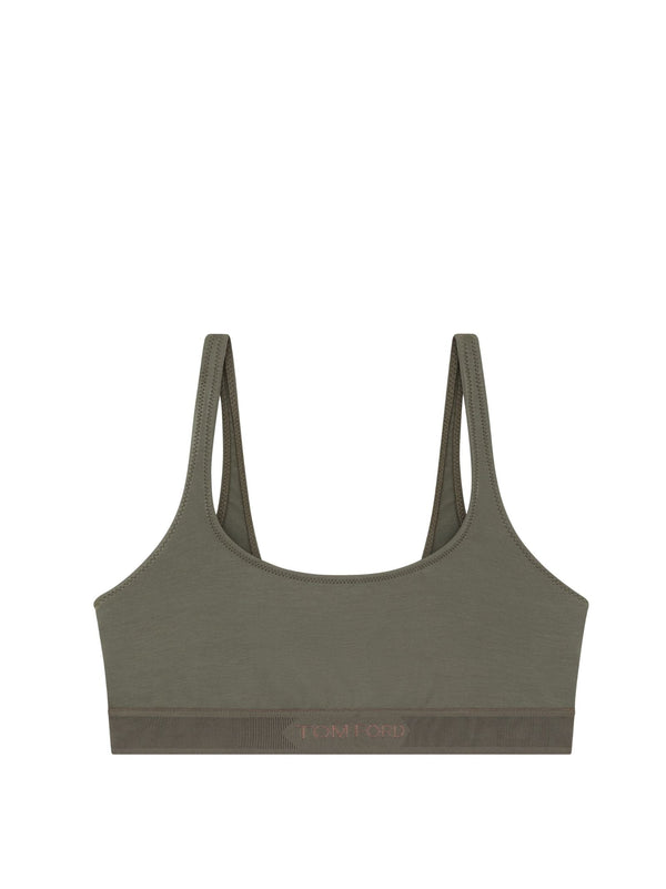 Scoop-Neck Top Military Green Modal Tops