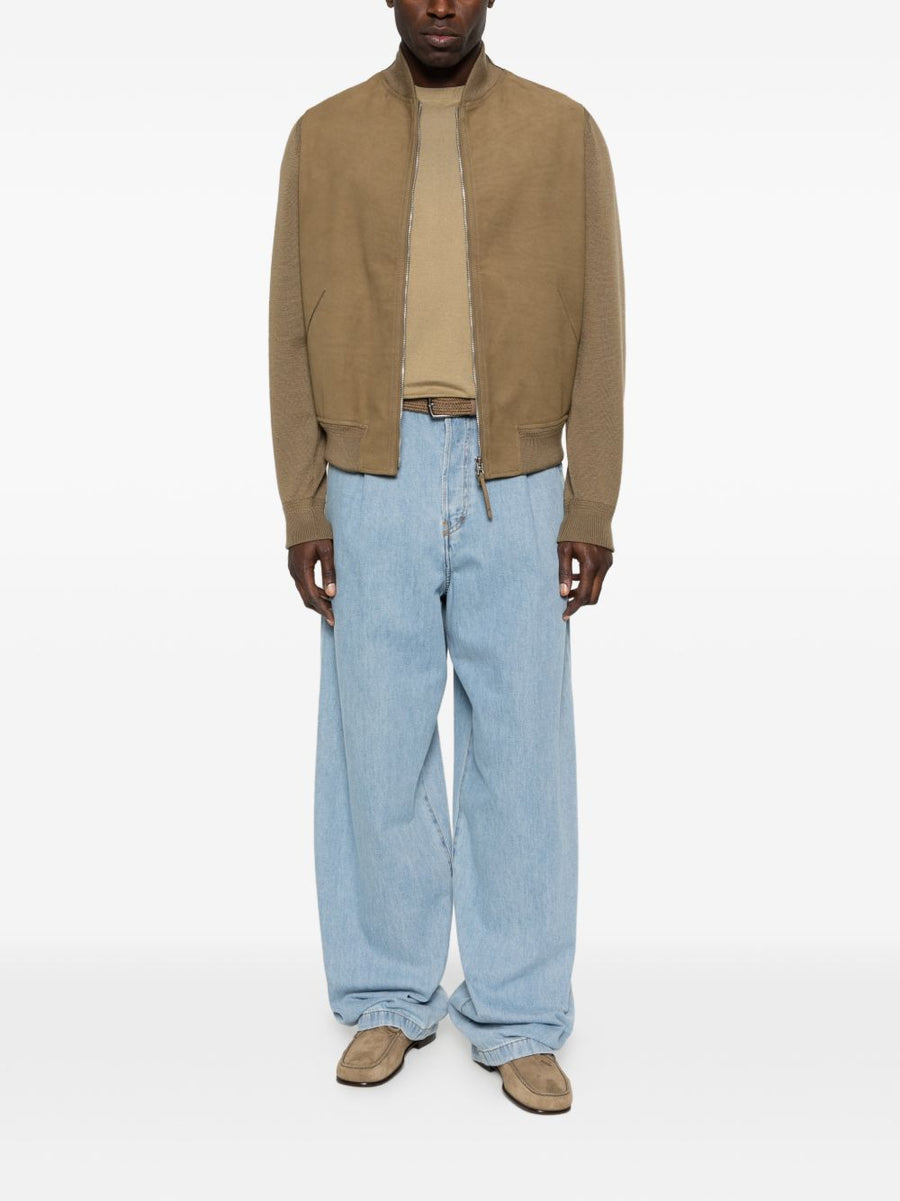 Crew Neck Sweater Beige Cotton
