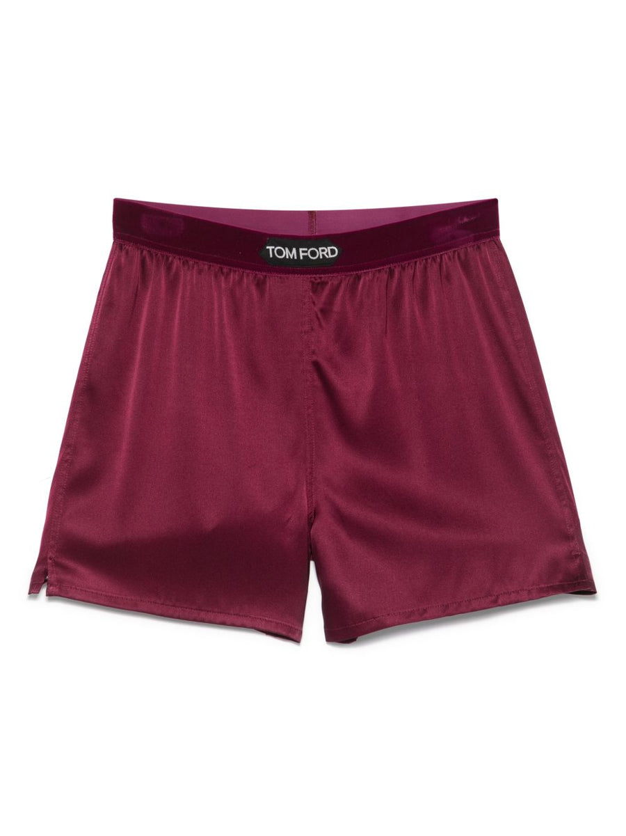 Silk Velvet Shorts Plum