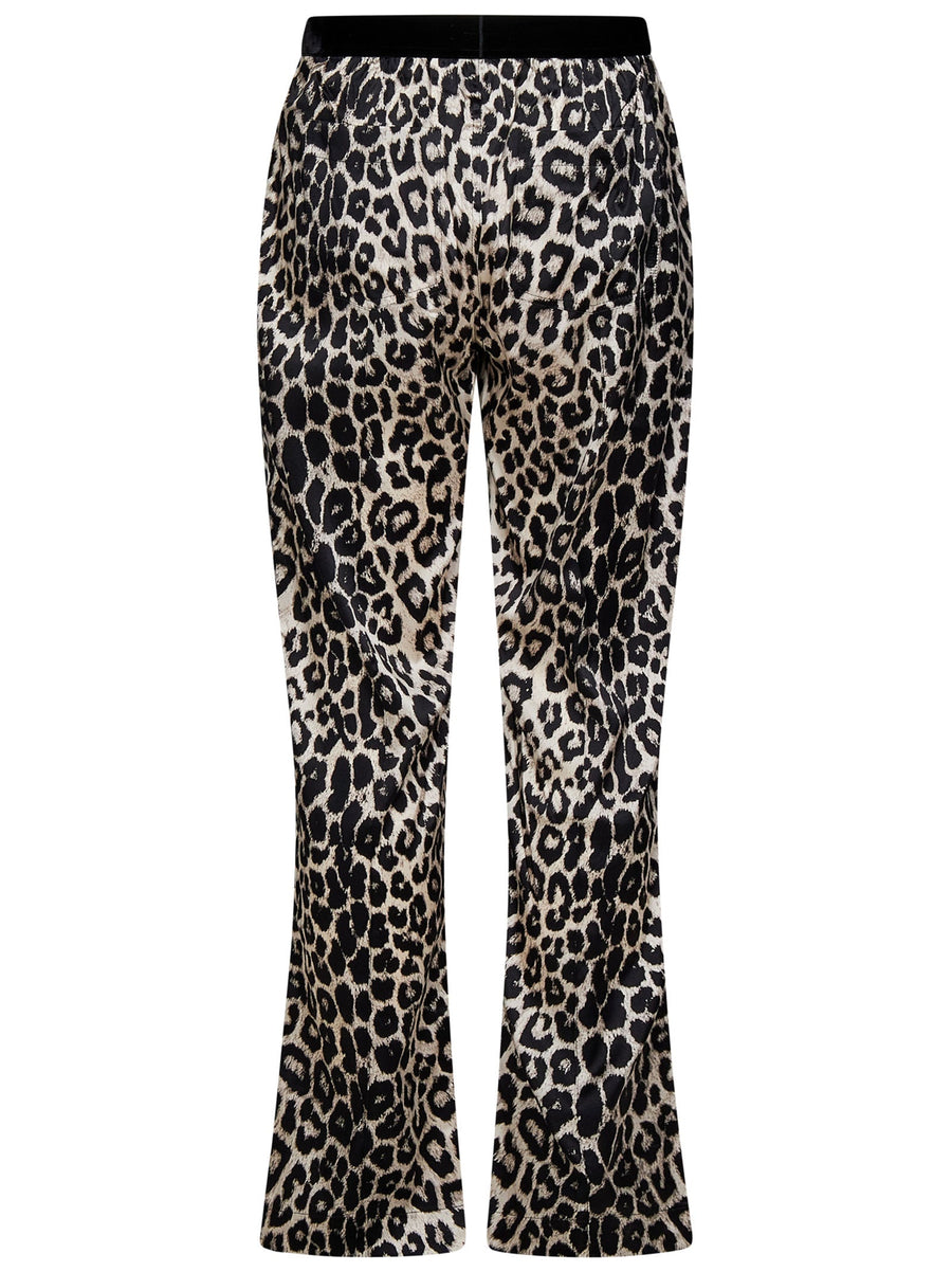 Trousers Silk Leopard Print Black