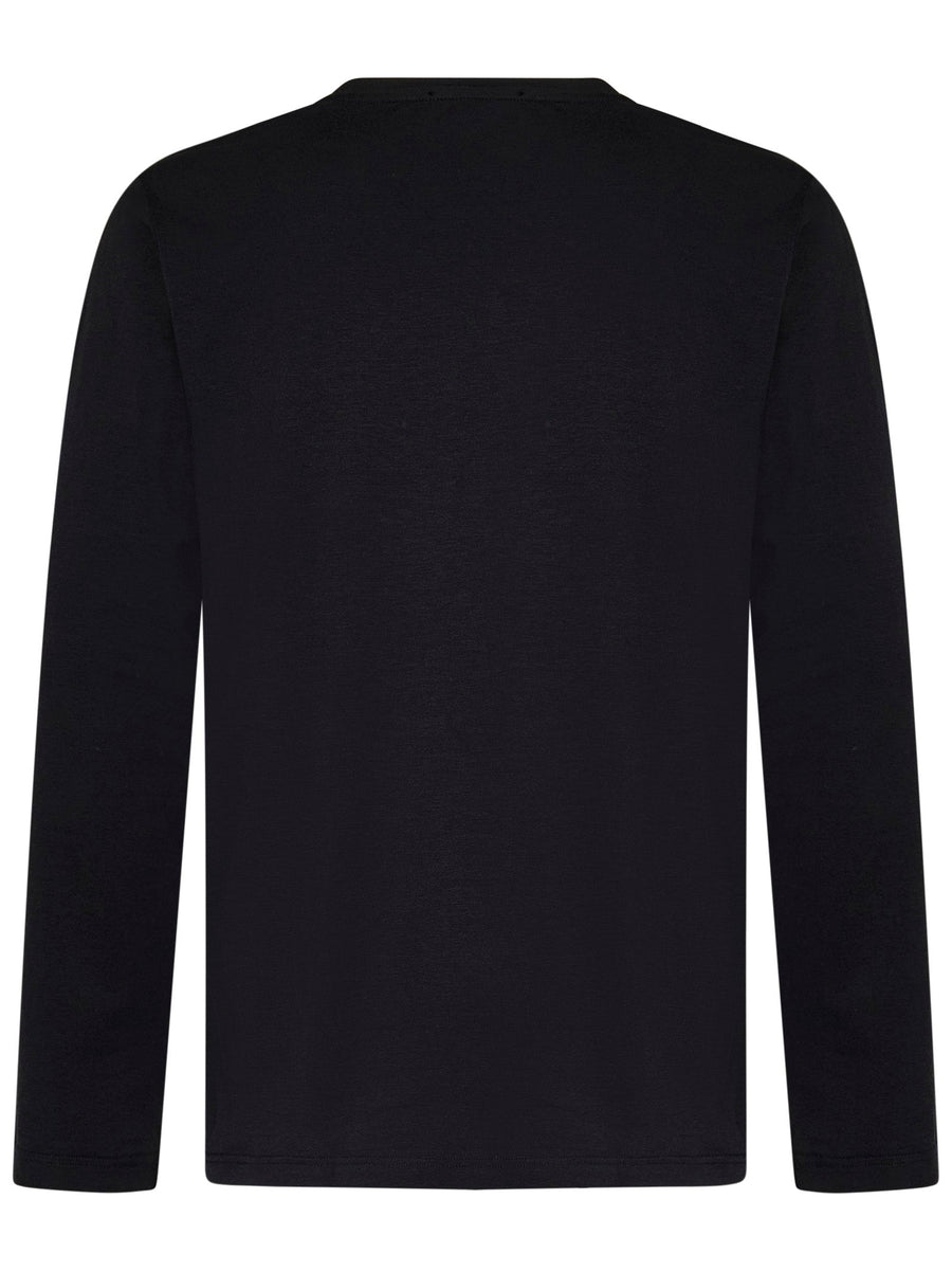 T-Shirt Ribbed Crewneck Black Cotton T-shirts
