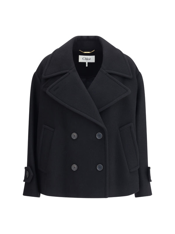 Chloé 80% Wool Ovis Aries coat in black