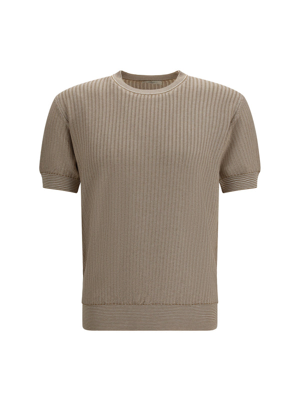 Cotton And Silk Blend Sweater Beige Bianco Cotton