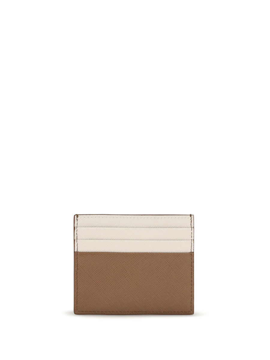 Card Holder Saffiano Leather Tan-Talc Tan/talc Calf Umbrellas