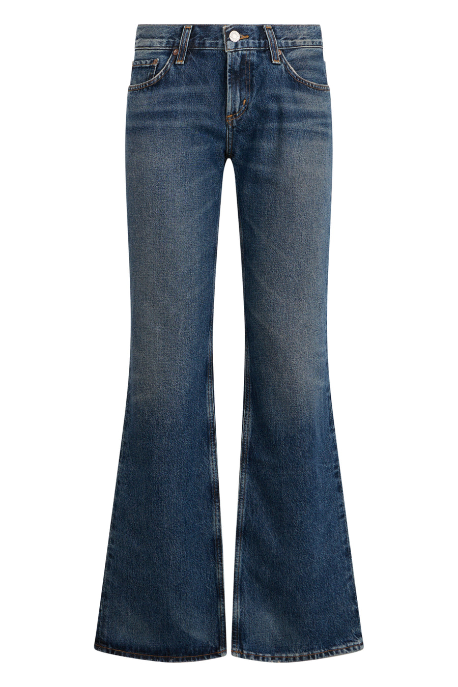 Flared Jeans Dark Blue Denim Tinted Indigo Cotton