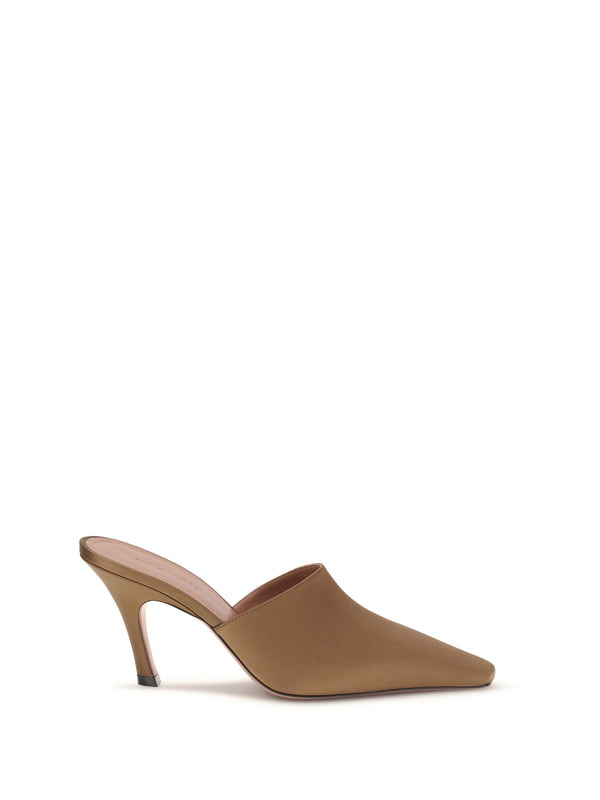 Amina Muaddi 100% silk mule in beige
