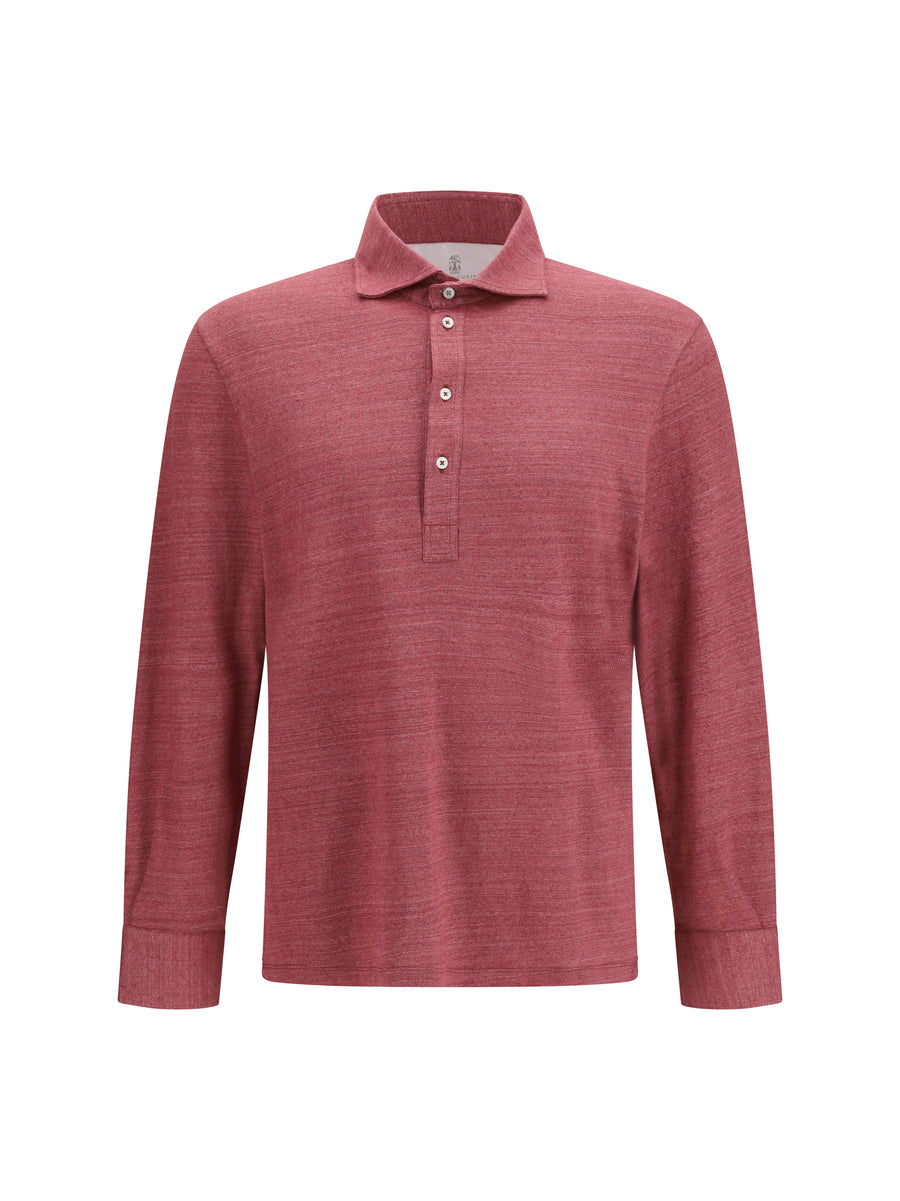 Brunello Cucinelli 74% Linen; 26% Cotton polo in red