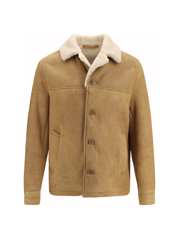 Salvatore Santoro 100% Leather with sherpa lining jacket in beige