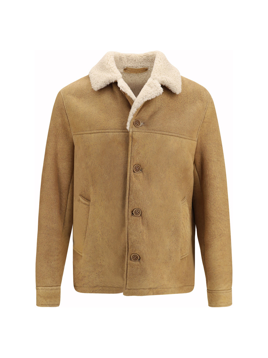 Salvatore Santoro 100% Leather with sherpa lining jacket in beige