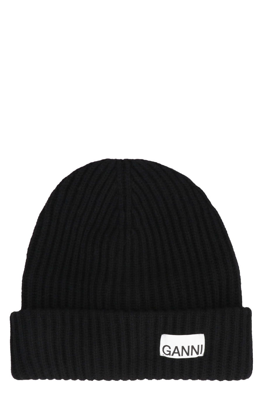 Ribbed Knit Beanie Black Wool Hat