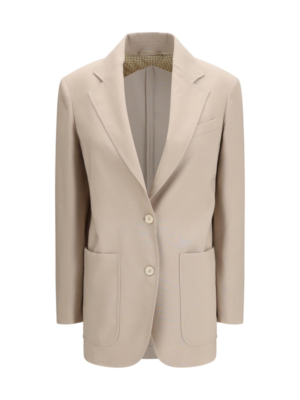 Max Mara 71% Fleece Wool; 18% Mohair; 11% Silk blazer in green
