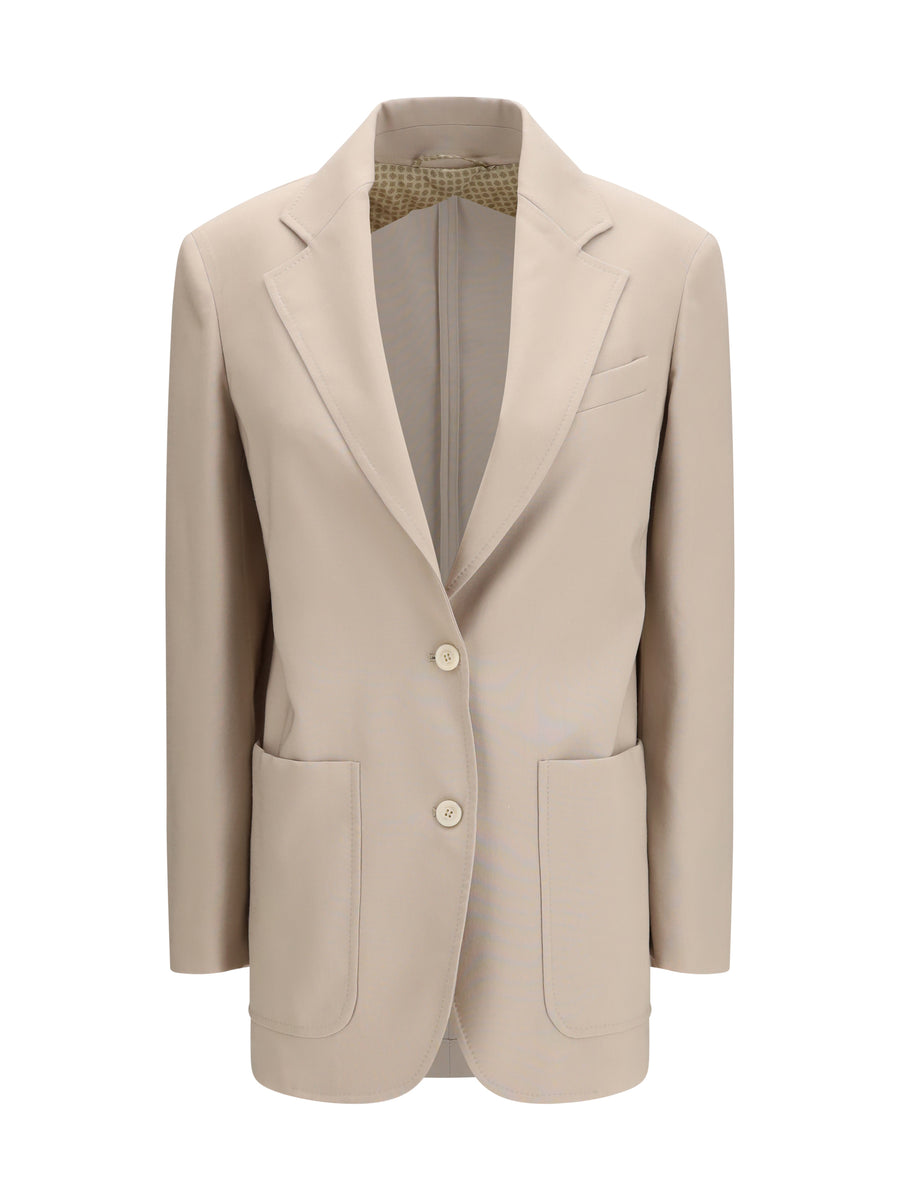 Max Mara 71% Fleece Wool; 18% Mohair; 11% Silk blazer in green