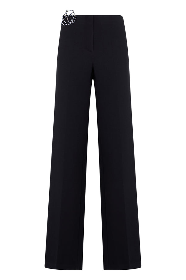 Straight Trousers Black Polyester