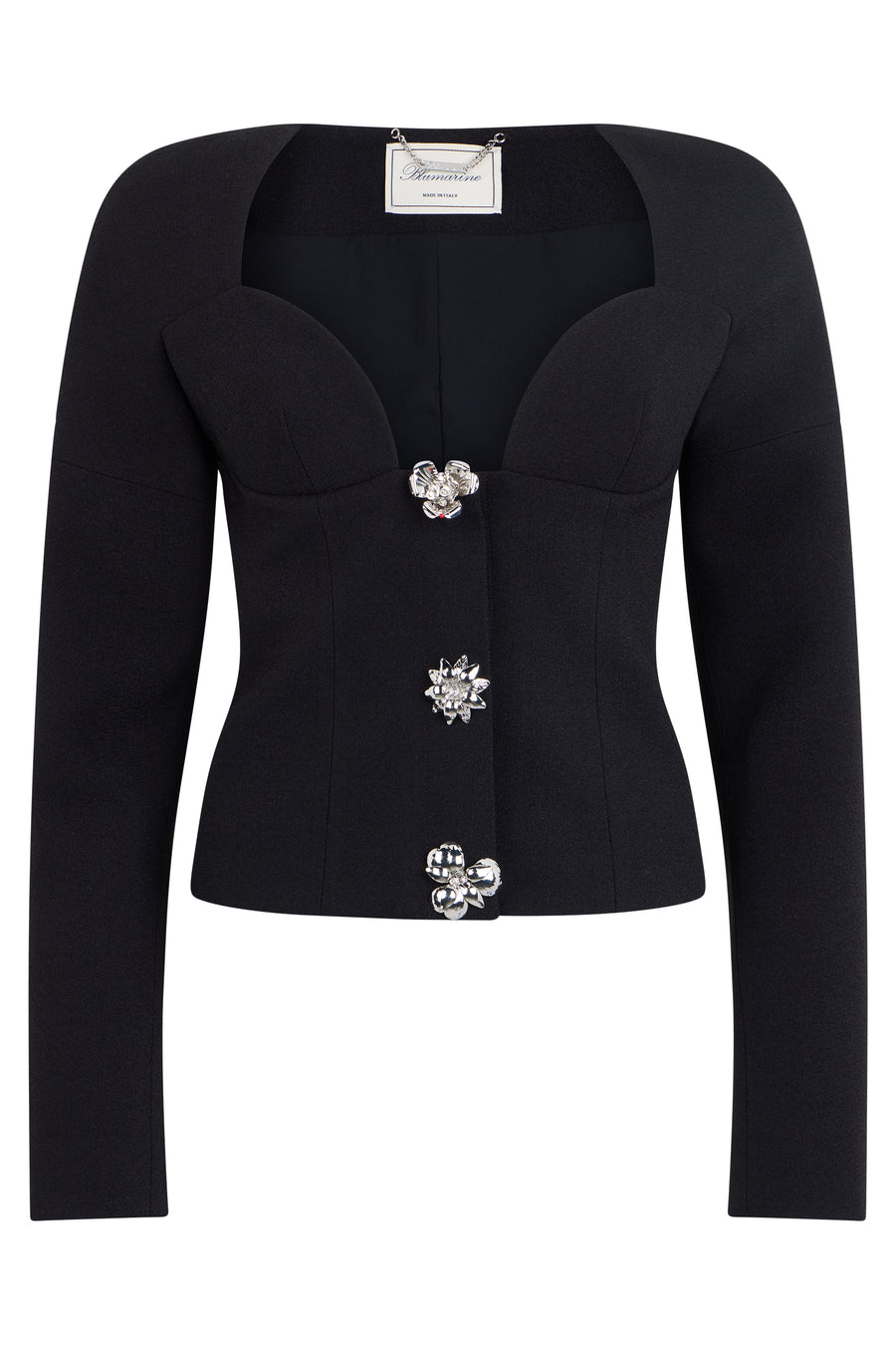 Blazer Double-Breasted Crêpe Black Polyester Tops