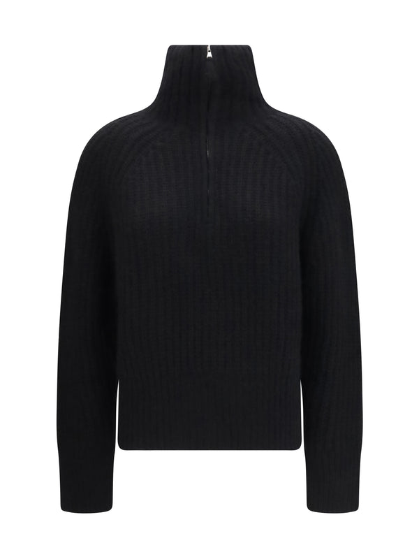 Ribbed Troyer Sweater With Zip 90 Kashmir/capra Hircus; Silk