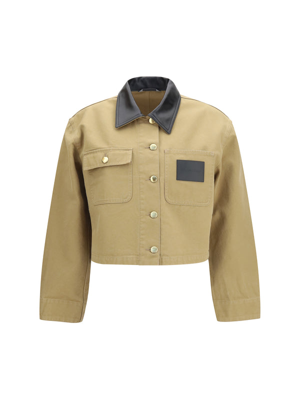 Heavy Cotton Cropped Jacket Beige