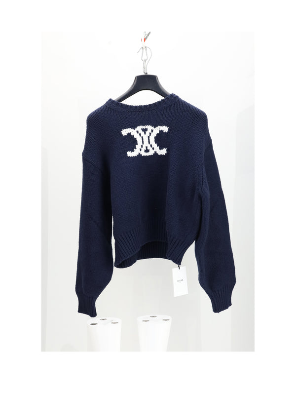 Crewneck Sweater Navy-White Navy/white Cotton
