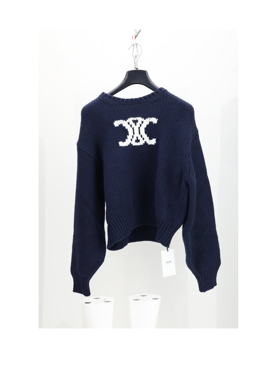 Crewneck Sweater Navy-White Navy/white Cotton