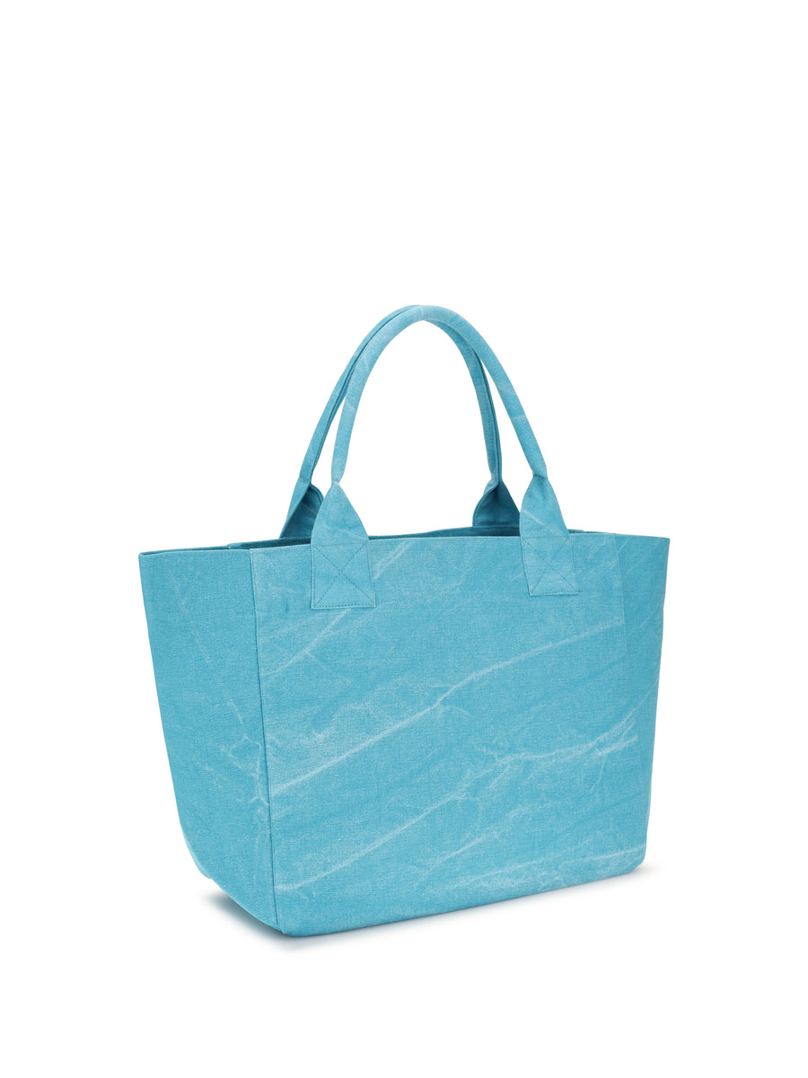Tote Bag Banana Print Blue Curacao Recycled Cotton Shoulder