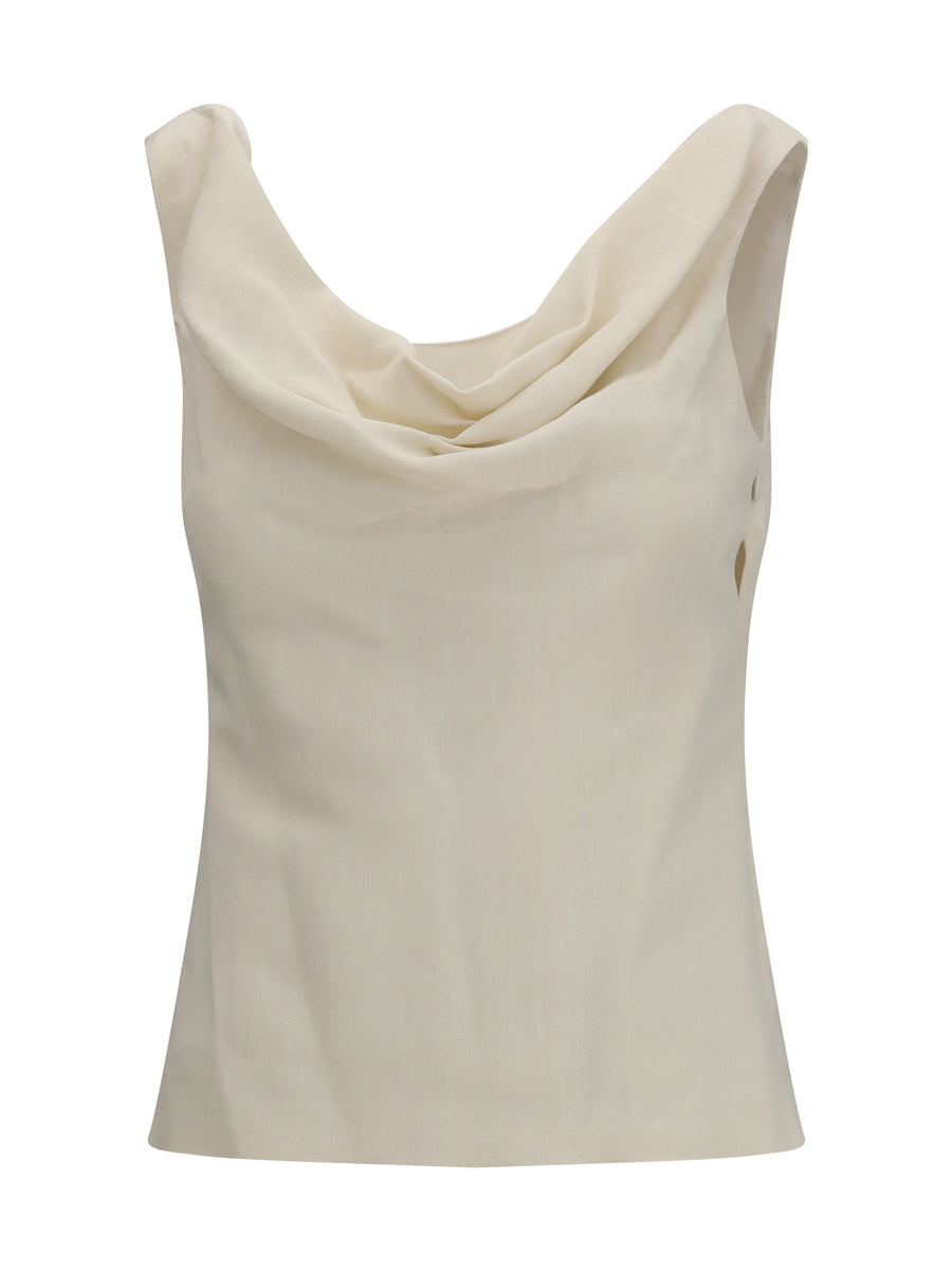 Brunello Cucinelli 72% Viscose; 28% Linen tank top in beige