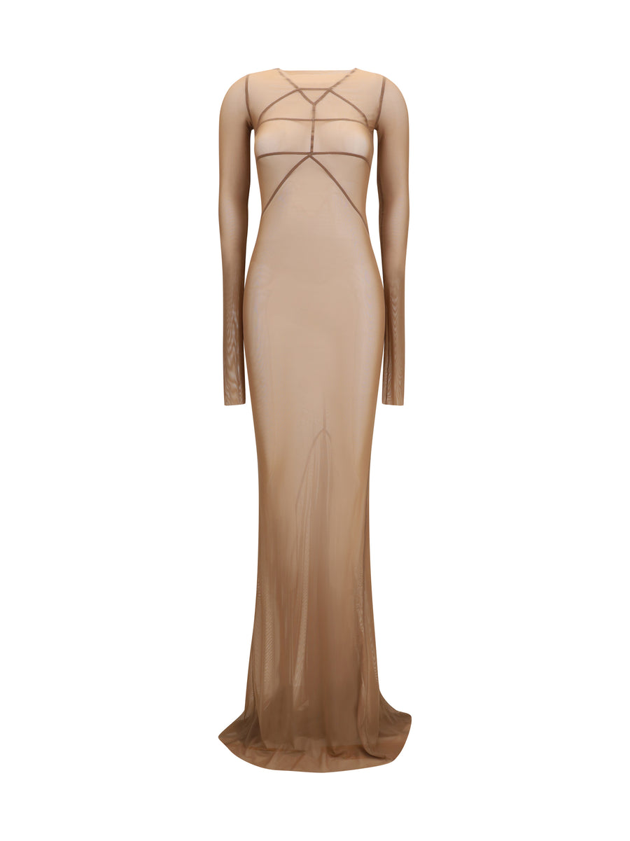 Long Transparent Tulle Dress Dna Polyamide; Elastane