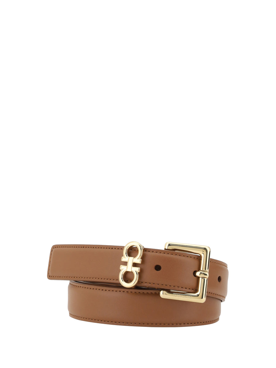 Gancini Belt Mocha Bisque Calf Leather Bos Taurus E Braces