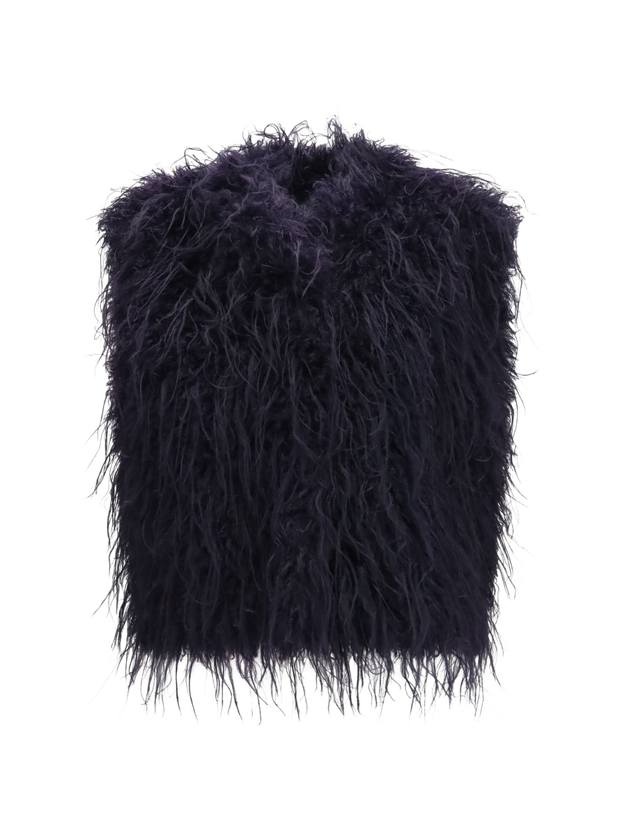 Eco Mongolia Faux Fur Vest Notte Polyester Blazers & Vests
