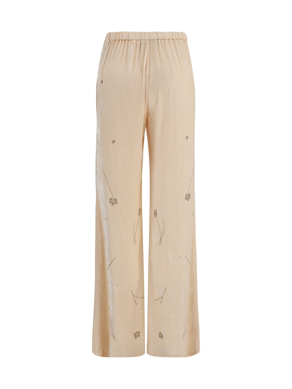 Trousers Fleurs Dorient Crushed Velvet Lotus Viscose